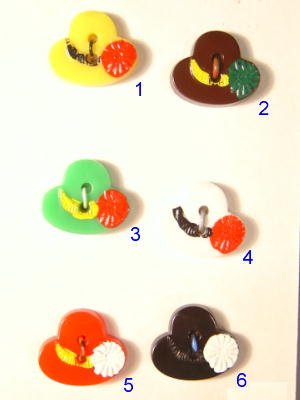 画像1: 帽子の形のプラスチックボタン