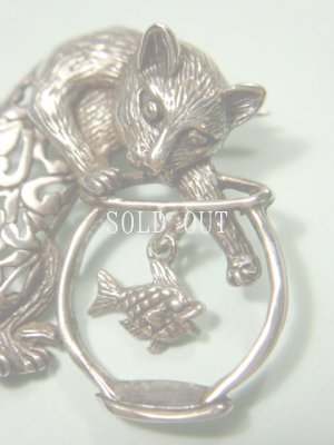画像3: アンティークアクセサリー　猫と金魚のブローチ　1960〜1980s