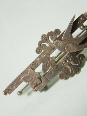 画像2: ビクトリアン　ツバメと植物のブローチ　1895年