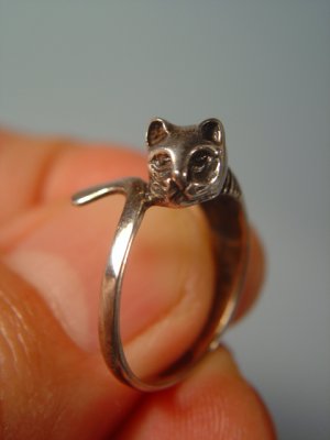 画像1: 猫の指輪　シルバー　8号