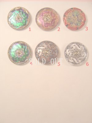 画像1: 花の模様のチェコガラスボタン　現代