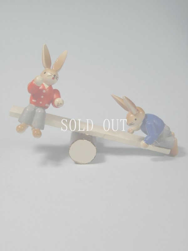 画像1: 木製　ウサギのシーソー　ドイツ製　1960s