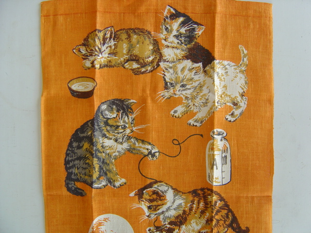 画像: 猫のキッチンタオル　1950s