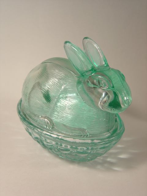画像: ウサギのガラスコンテナー　L.E.スミス・ガラス社