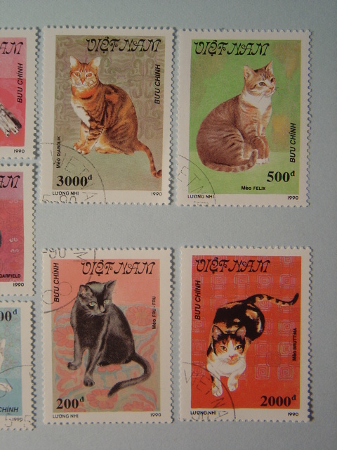 画像: 猫の切手7枚　ベトナム　1990年