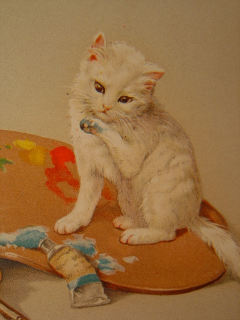 画像: アンティーク　猫のポストカード　1908年