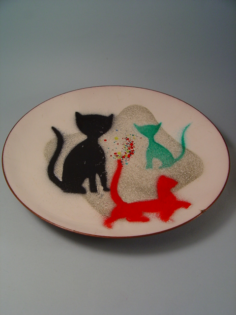 画像: 猫のホーローの皿　1950s
