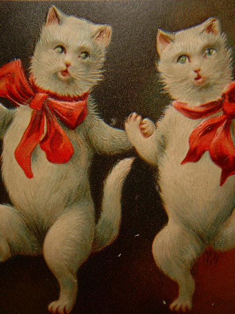 画像: ダンスをしている猫のポストカード　1910s